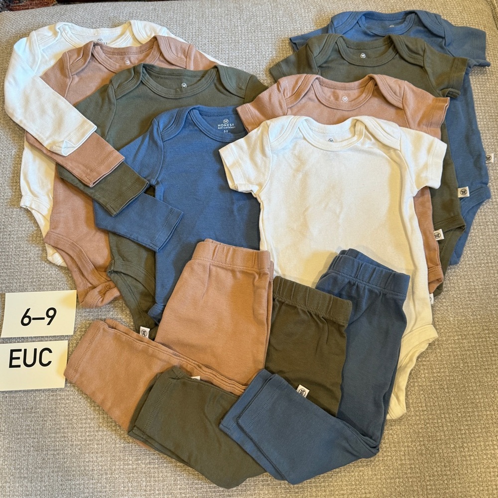 Honest Baby 11pc Earthy Blues Layette Bundle 6-9 Organic Cotton